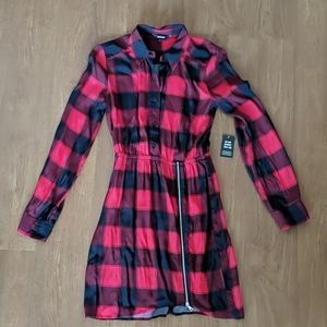 Express Red and Black Plaid Mini Dress